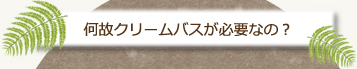 何故クリームバスが必要なの？